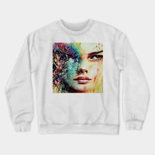 rainbow flowered  woman Crewneck Sweatshirt